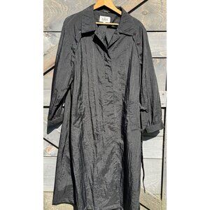 VTG The Totes Coat Black Nylon Button-Front Womens Coat S 16